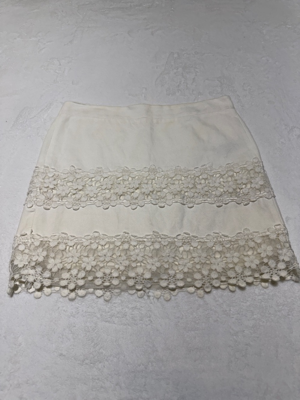 J. Crew Cream Lace-Trim Mini Skirt